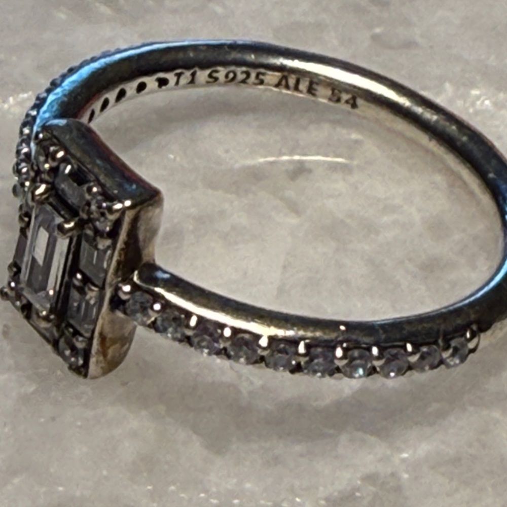 Pandora Silver Sparkling Rectangle Ring - image 2